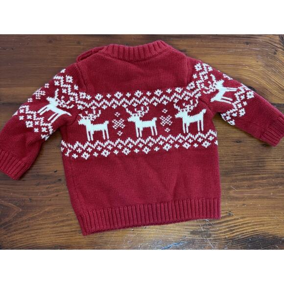 Edgehill Baby Sweater 6 months Red White Reindeer Knit Fair Isle Nordic Holiday - Picture 2 of 4
